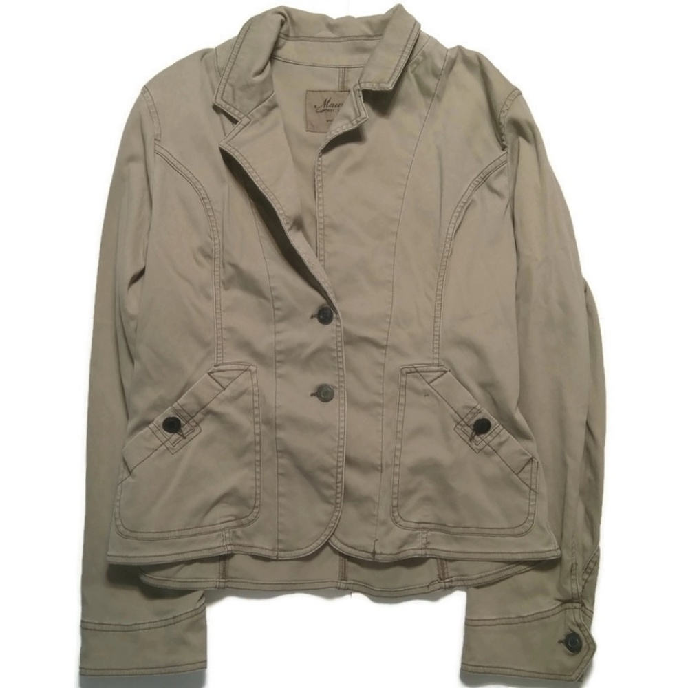 Maurices Khaki Cotton Stretch Utility Blazer Jacket Career Casual Size Large